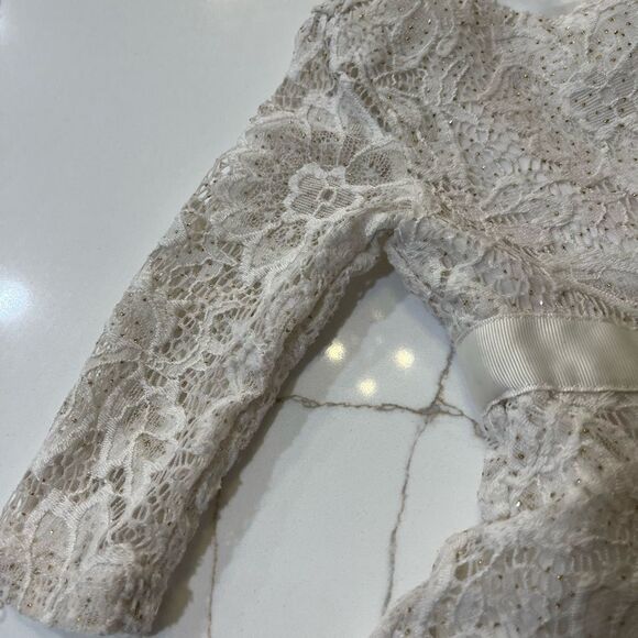 Little Angels Cream A-line Dress with Cuffed Long Sleeves - Picture 12 of 15